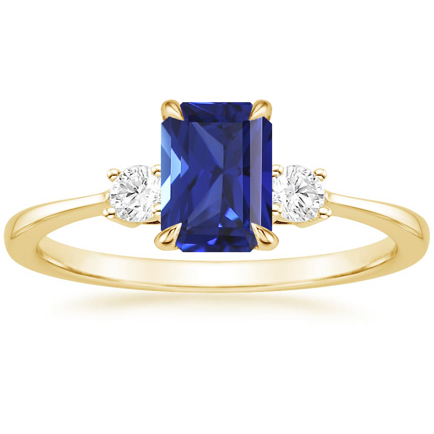 18K Yellow Gold Petite Selene Three Stone Diamond Ring (1/10 ct. tw.), large top view