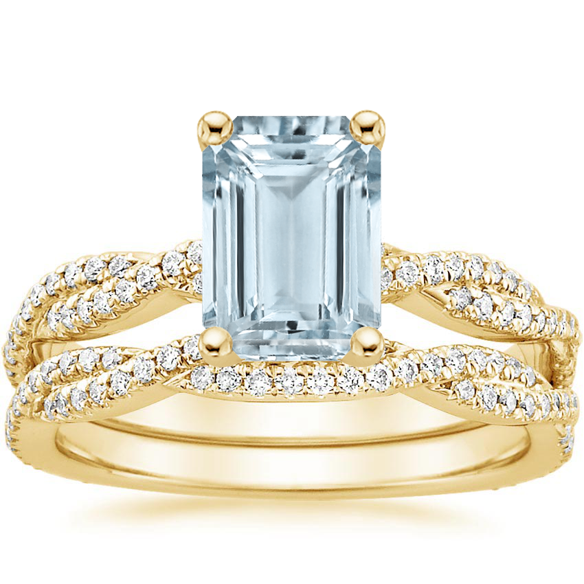 18KY Aquamarine Petite Luxe Twisted Vine Bridal Set (1/2 ct. tw.), top view