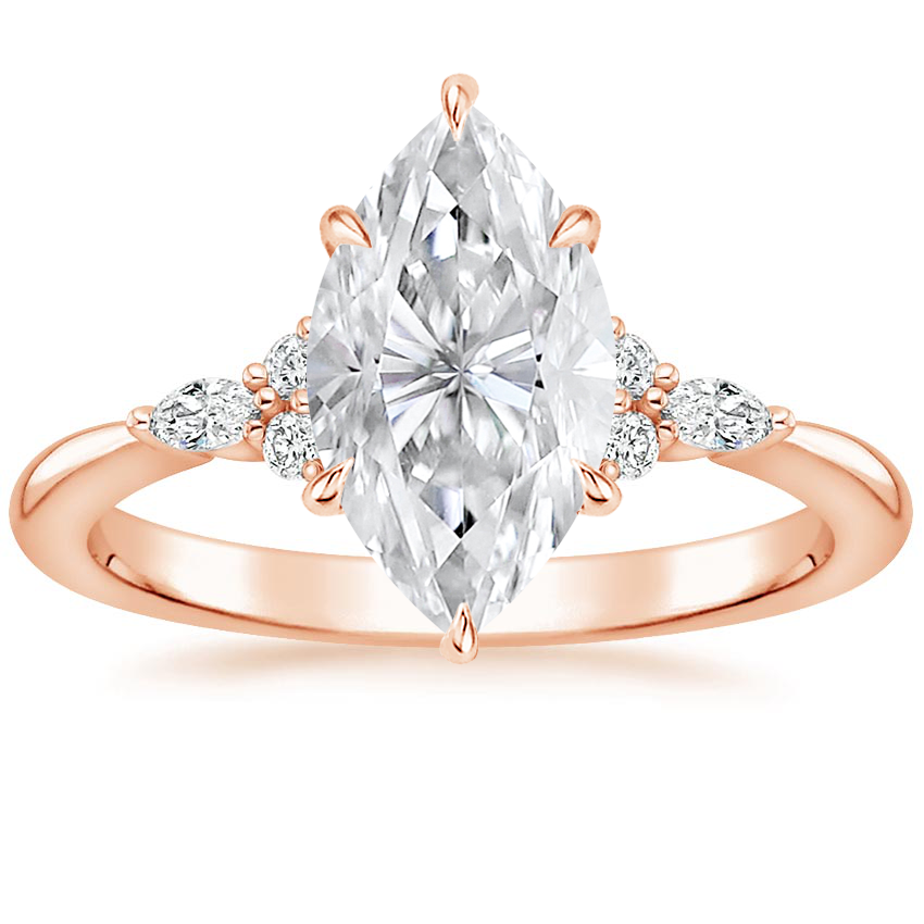 14K Rose Gold Nadia Diamond Ring, large top view