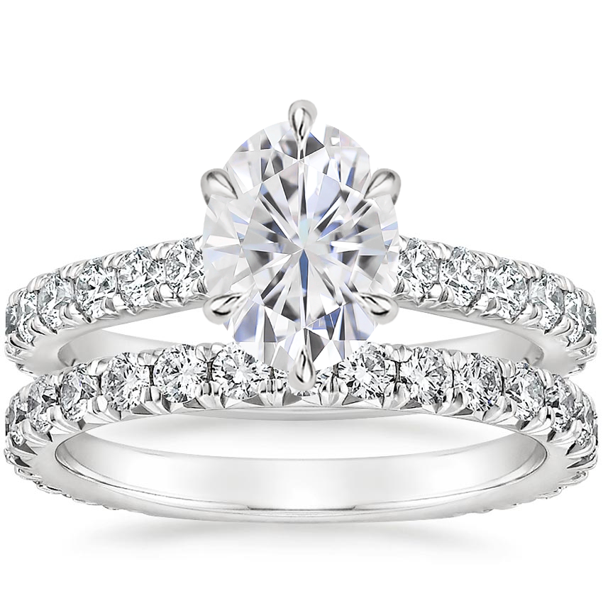 18KW Moissanite Luxe Sienna Diamond Bridal Set (1 1/8 ct. tw.), top view