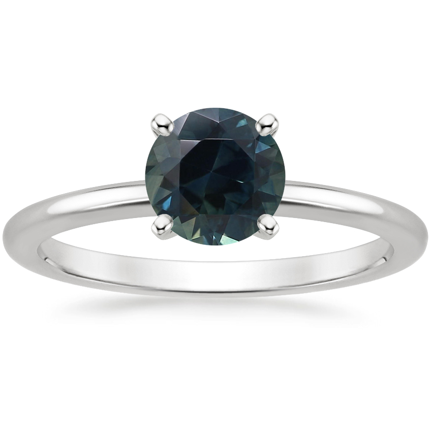 Sapphire Four-Prong Comfort Fit 1.5mm Ring in 14K White Gold