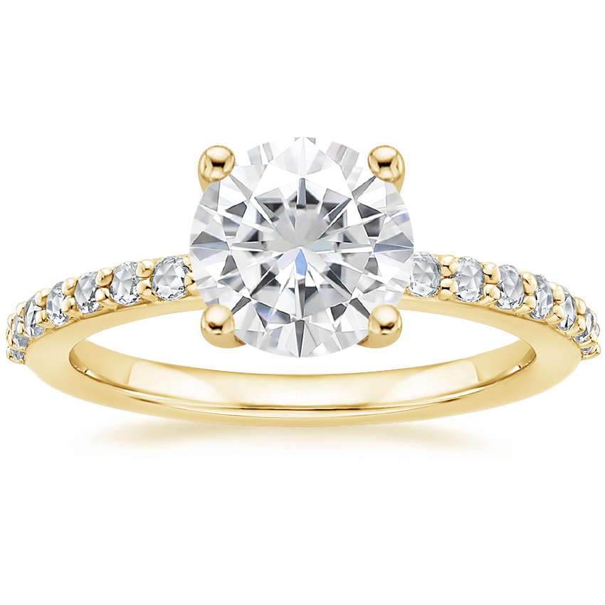 Yellow Gold Moissanite Rosabel Rose Cut Diamond Ring