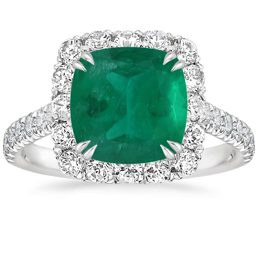 18K White Gold Sienna Halo Half Coverage Diamond Ring, large top view