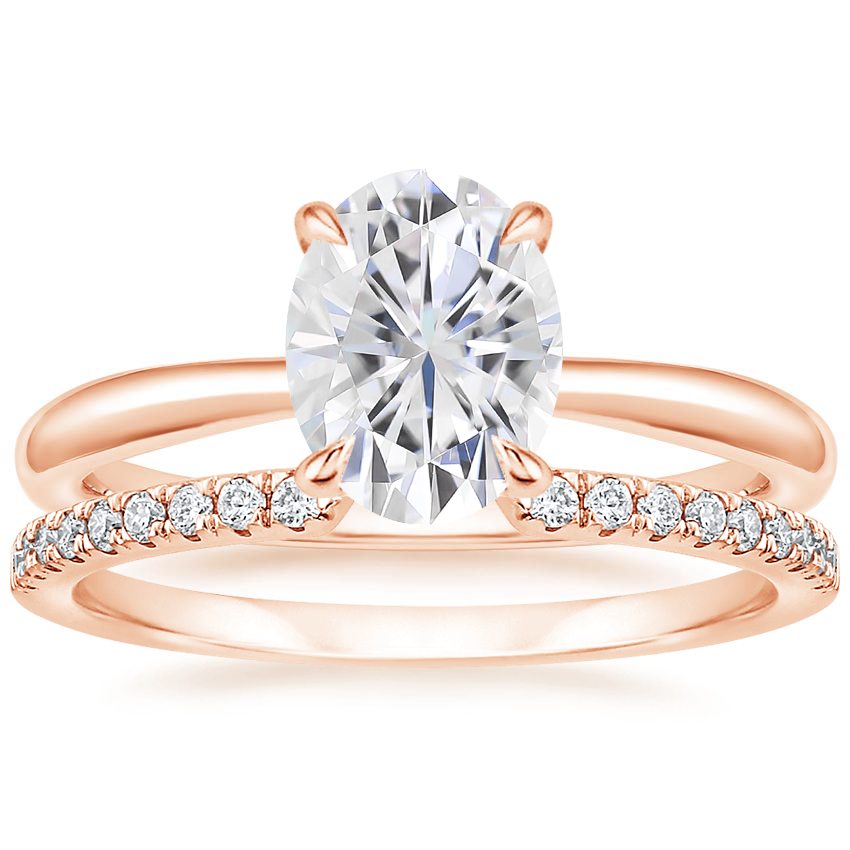 14KR Moissanite Freesia Ring with Sia Diamond Open Ring, top view