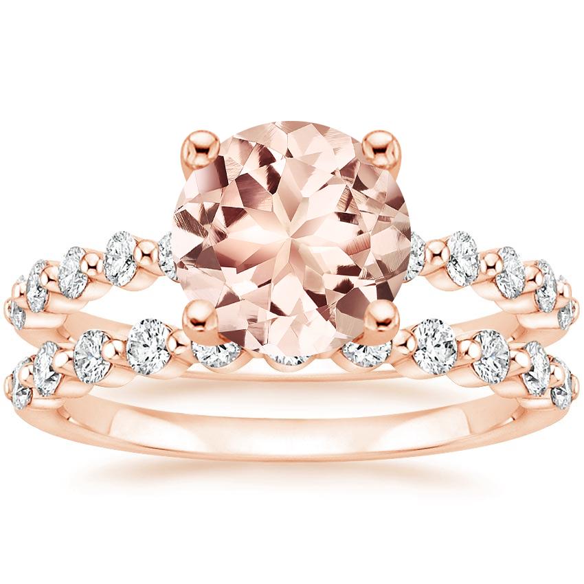14KR Morganite Marseille Diamond Bridal Set (1/2 ct. tw.), top view