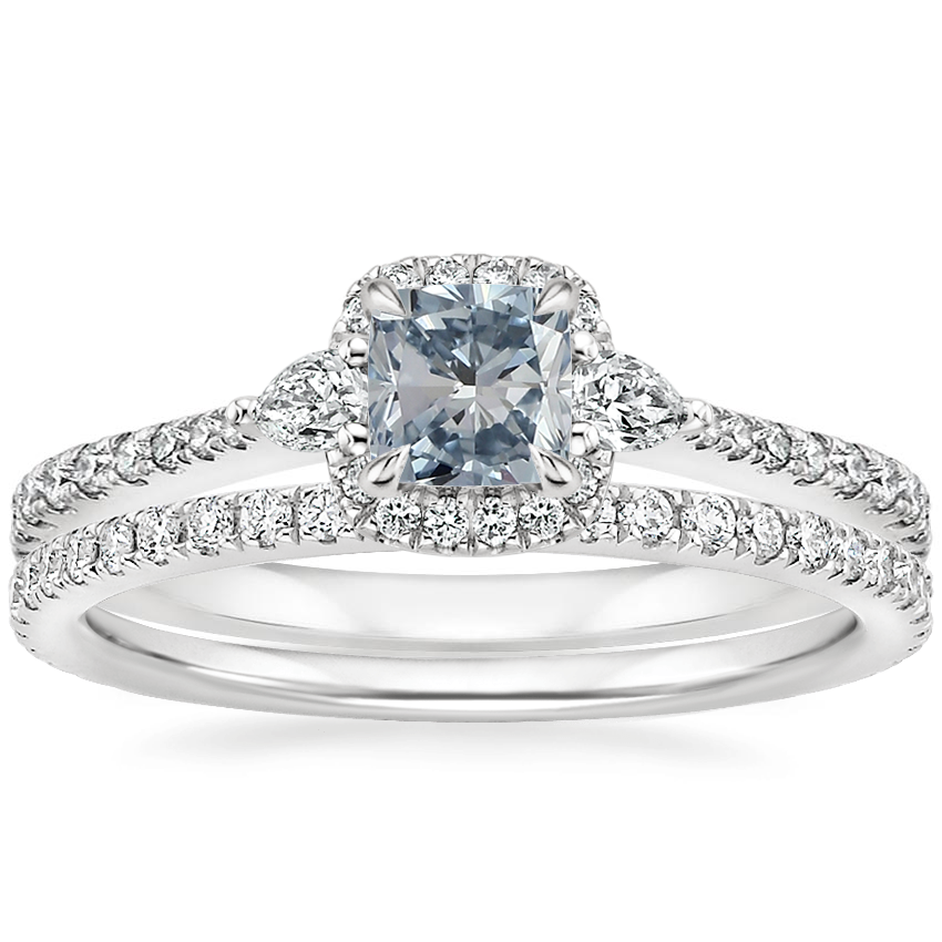 Platinum Luxe Aria Halo Diamond Ring with Luxe Ballad Diamond Ring (1/4 ct. tw.)