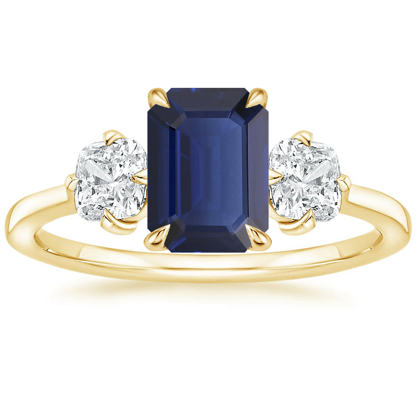 18K Yellow Gold Cushion Three Stone Diamond Ring (2/3 ct. tw.), large top view
