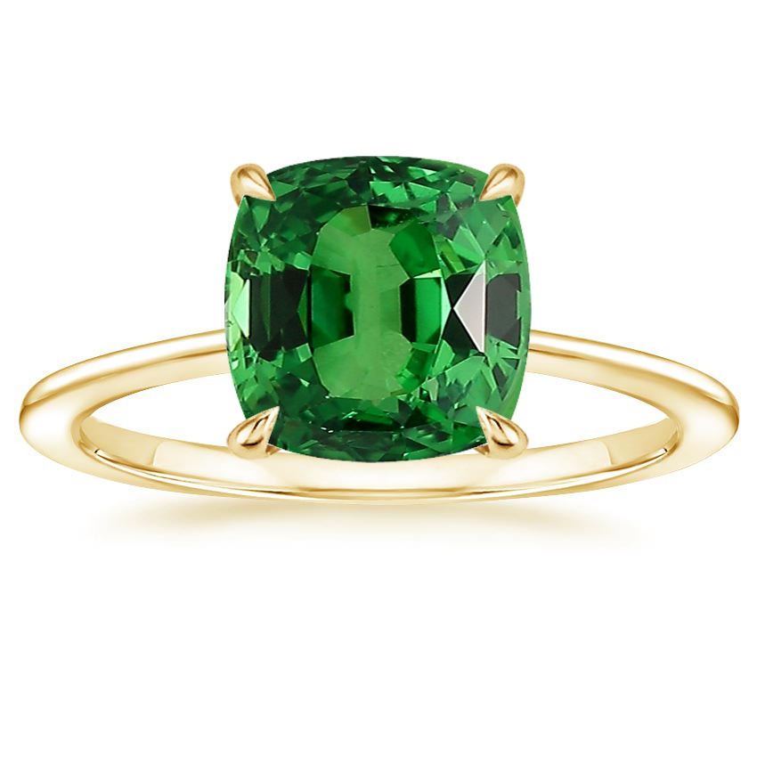 18K Yellow Gold Petite Secret Halo Diamond Ring, large top view