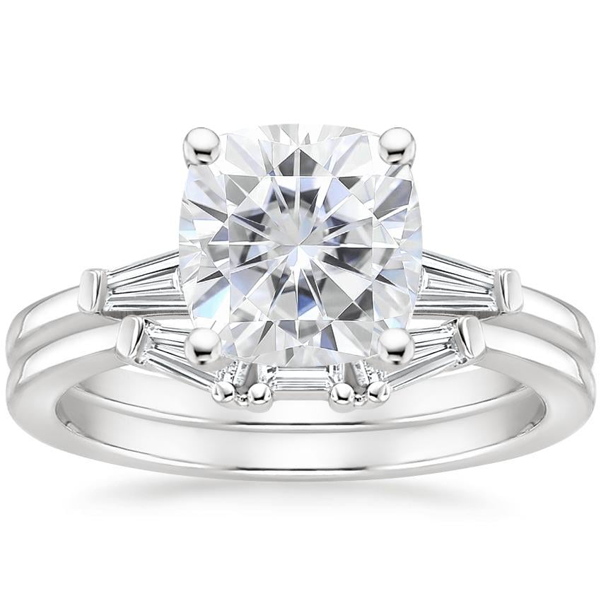 18KW Moissanite Tapered Baguette Diamond Bridal Set, top view