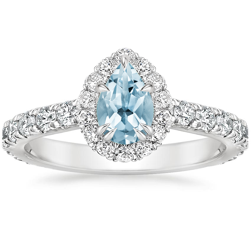 Aquamarine Luxe Sienna Halo Diamond Ring (3/4 ct. tw.) in Platinum