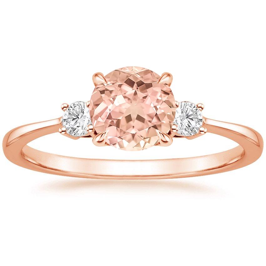 14K Rose Gold Petite Selene Three Stone Diamond Ring (1/10 ct. tw.), large top view