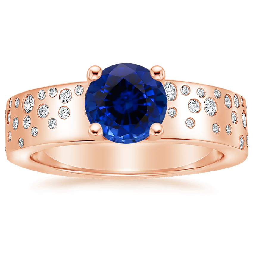 Rose Gold Sapphire Cascade Diamond Ring