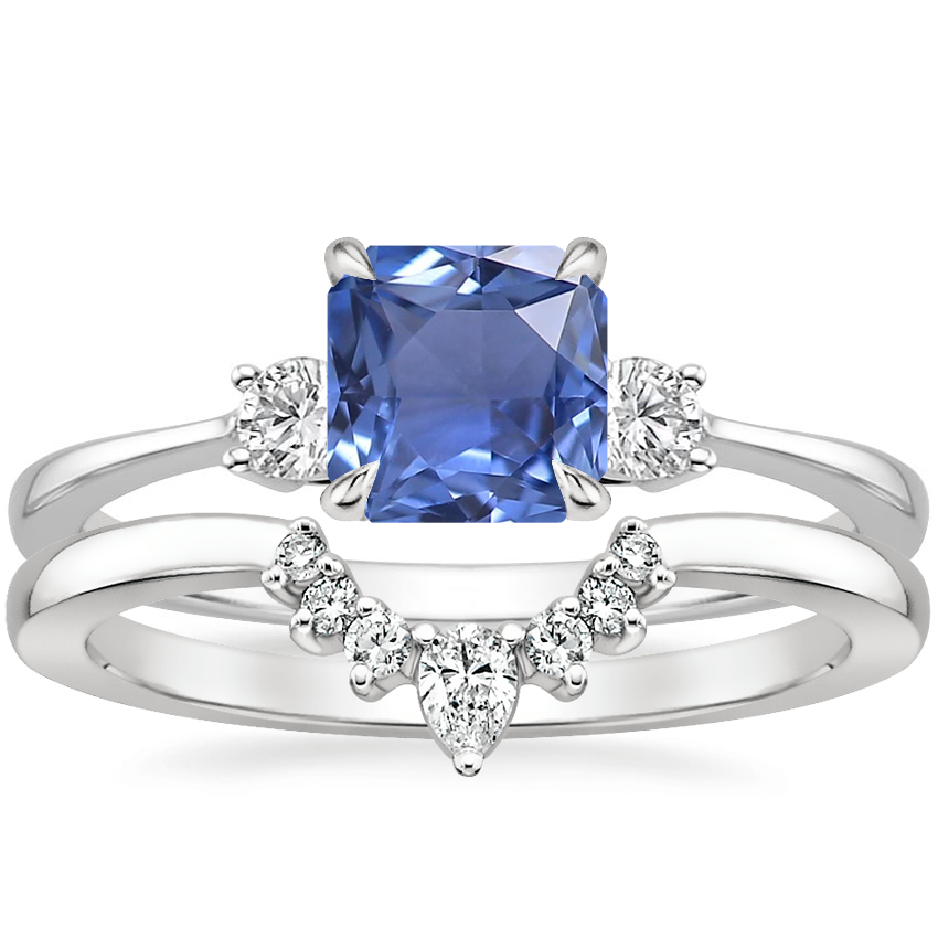 18K White Gold Selene Diamond Ring with Lunette Diamond Ring