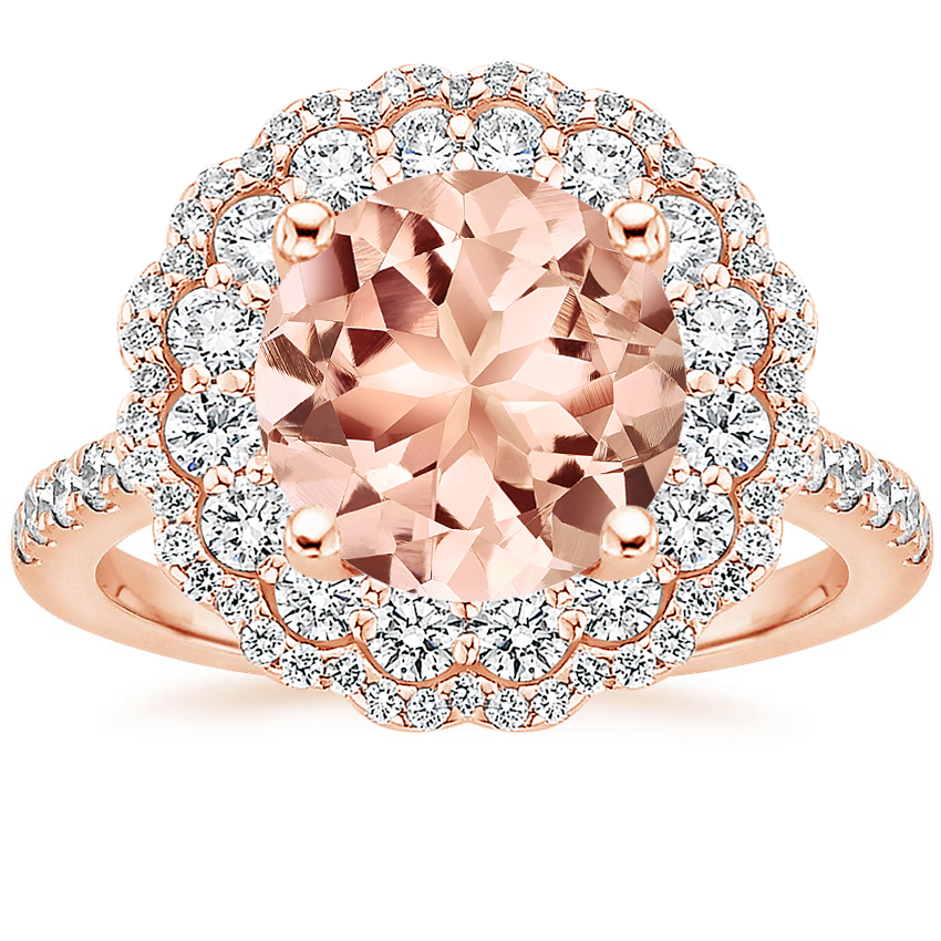 Morganite Rosa Diamond Ring in 14K Rose Gold