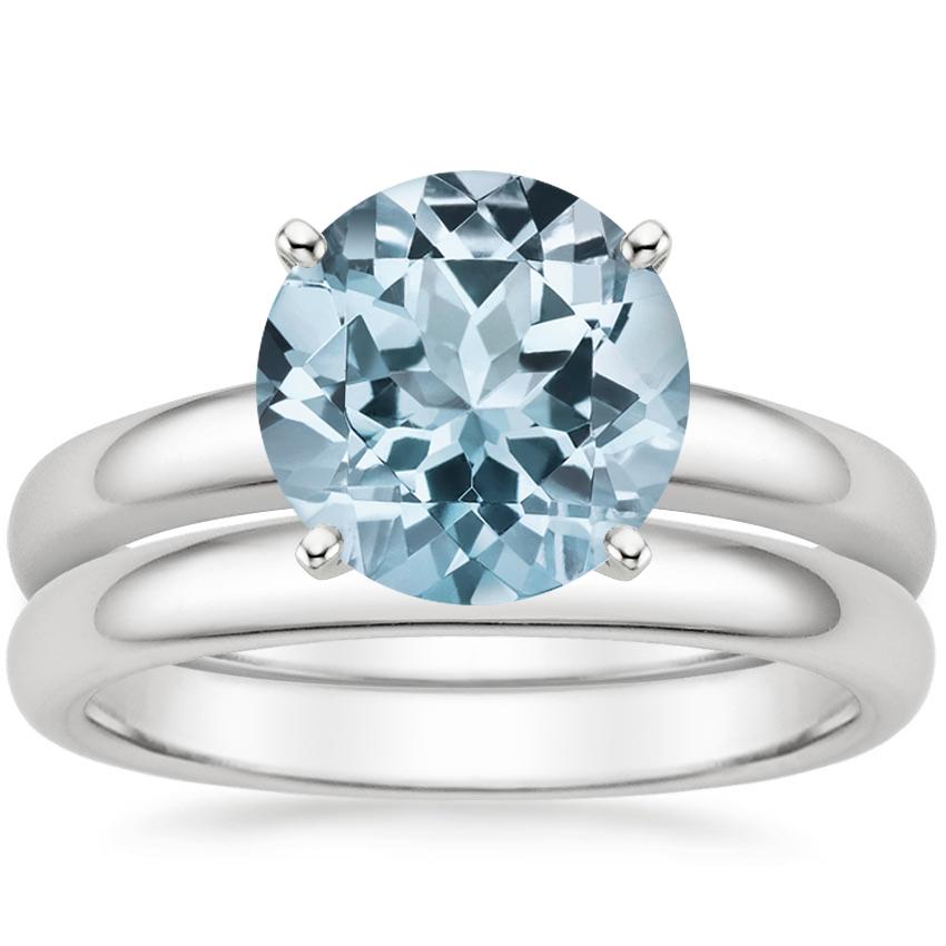 PT Aquamarine 3mm Comfort Fit Bridal Set, top view
