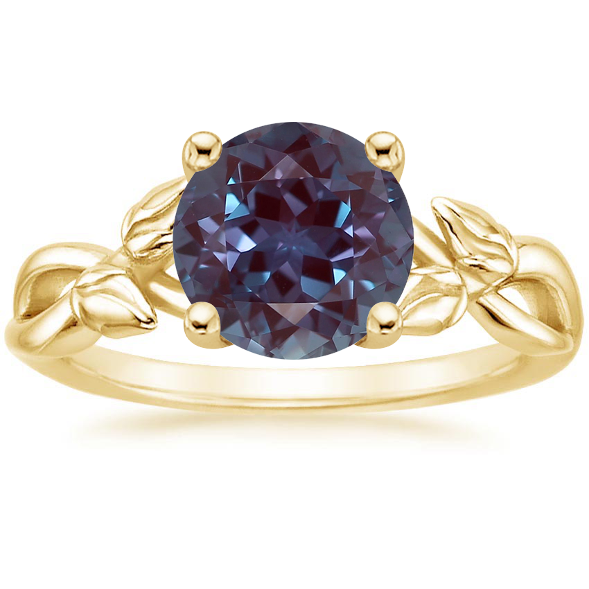 18K Yellow Gold Budding Willow Solitaire Ring, large top view