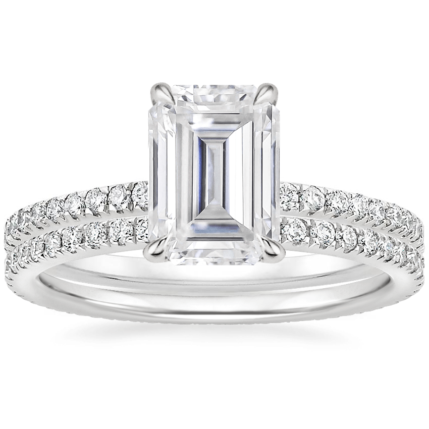 18K White Gold Luxe Viviana Diamond Ring (1/3 ct. tw.) with Ballad Eternity Diamond Ring (1/3 ct. tw.)