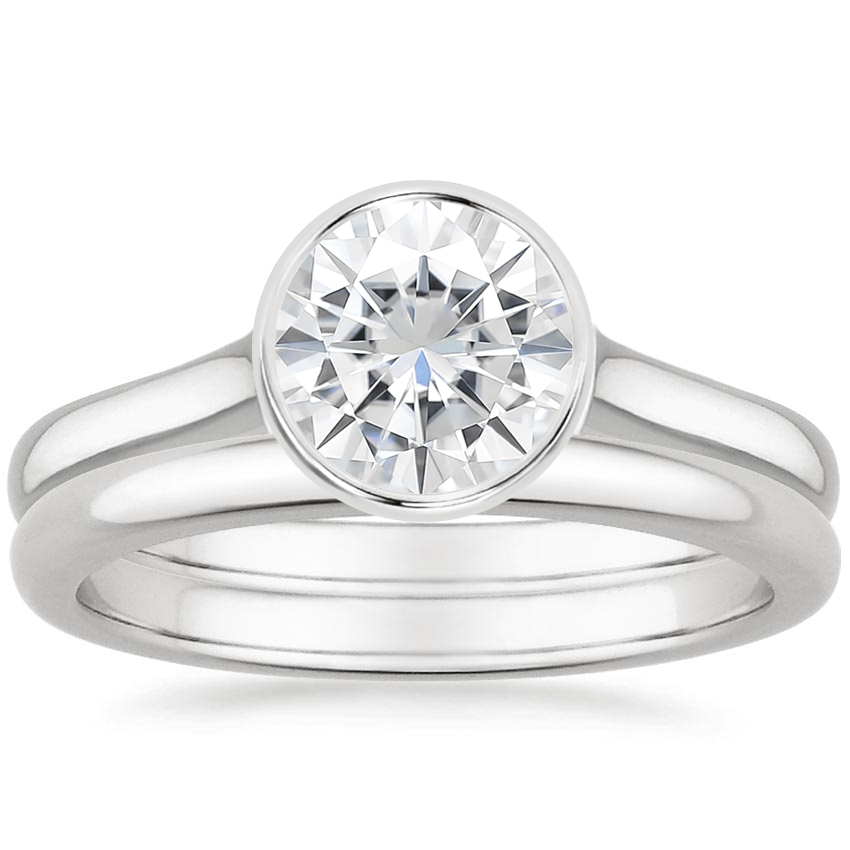 18KW Moissanite Luna Bridal Set, top view