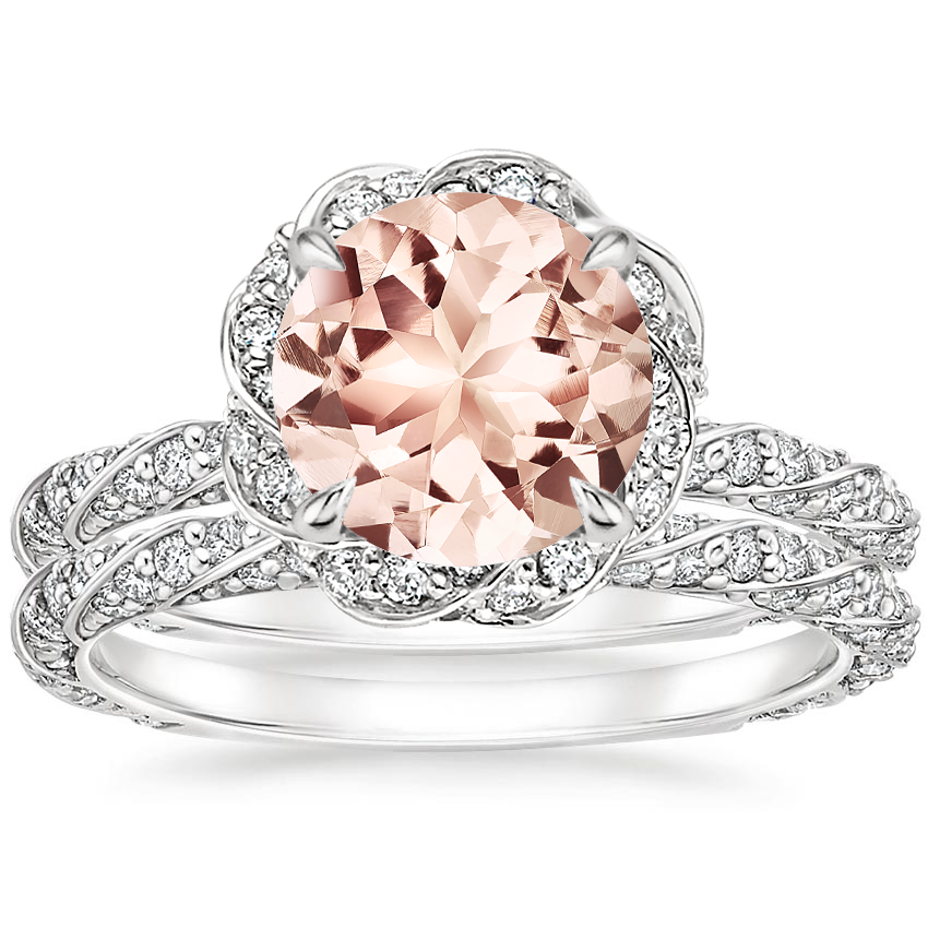 18KW Morganite Nova Diamond Bridal Set (3/4 ct. tw.), top view
