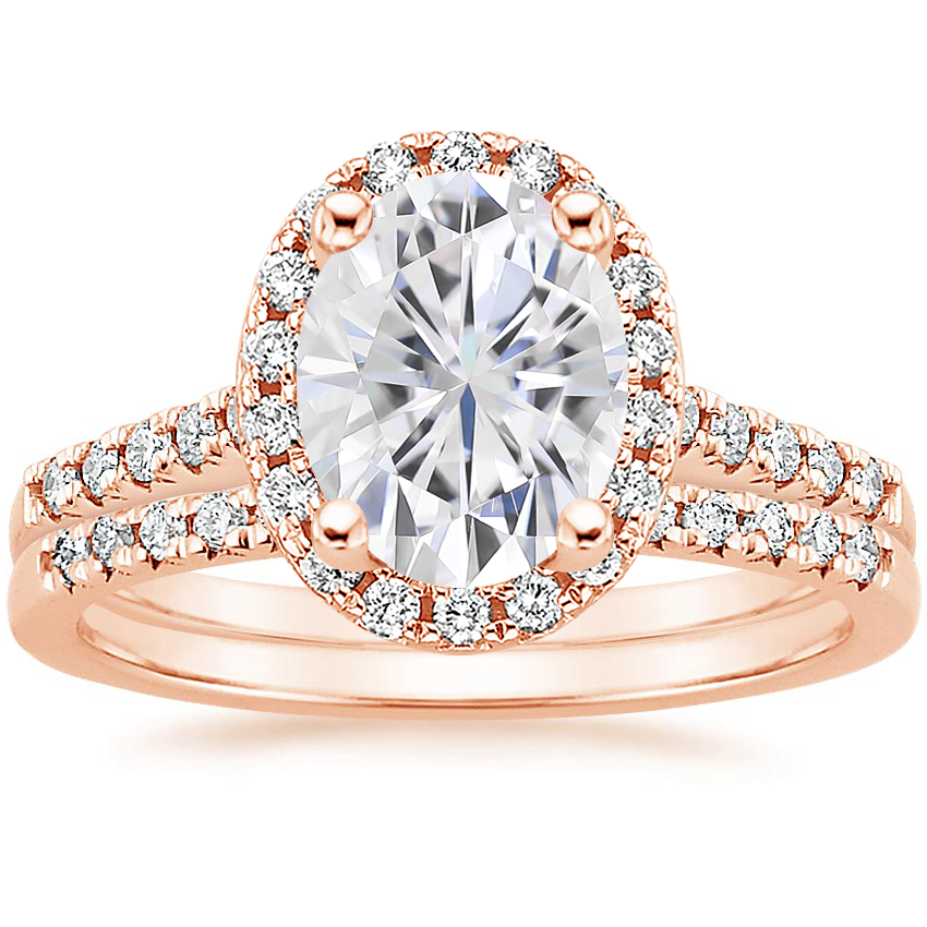 14KR Moissanite Odessa Diamond Ring (1/5 ct. tw.) with Sonora Diamond Ring (1/8 ct. tw.), top view