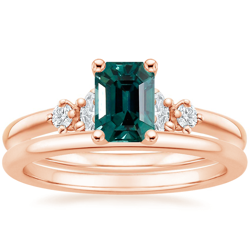 14K Rose Gold Miroir Diamond Ring with Petite Comfort Fit Wedding Ring