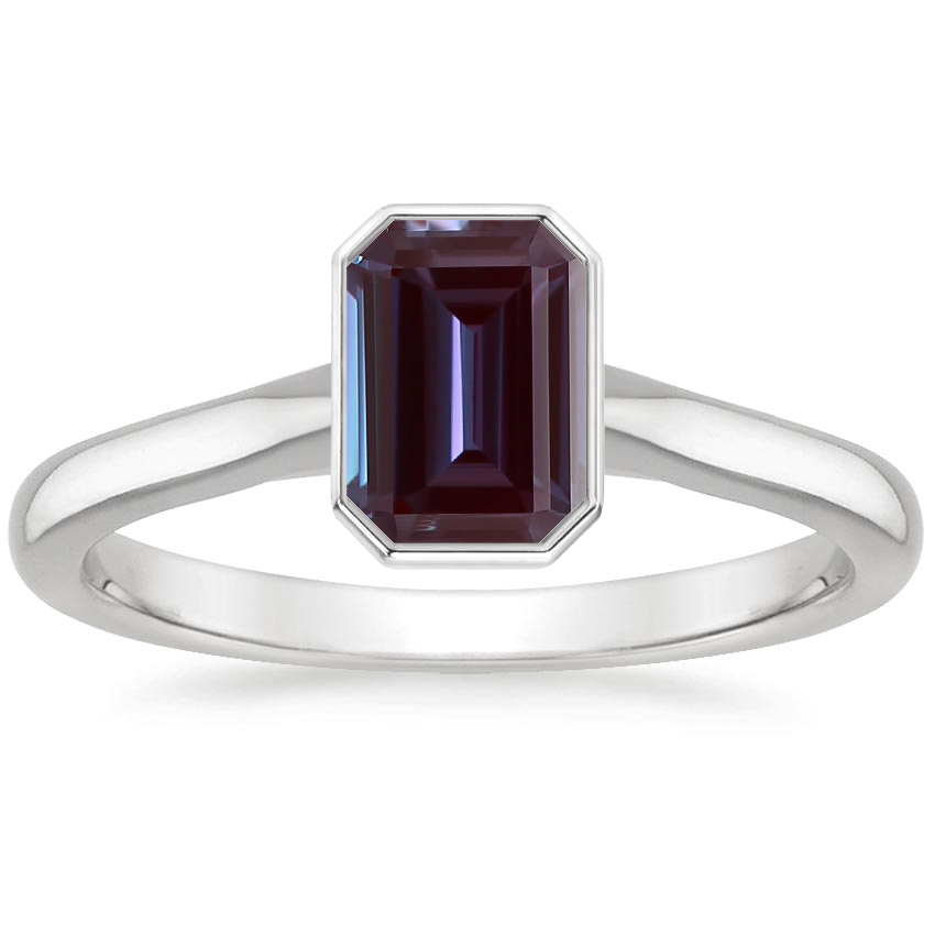18K White Gold Luna 2mm Bezel Ring, large top view