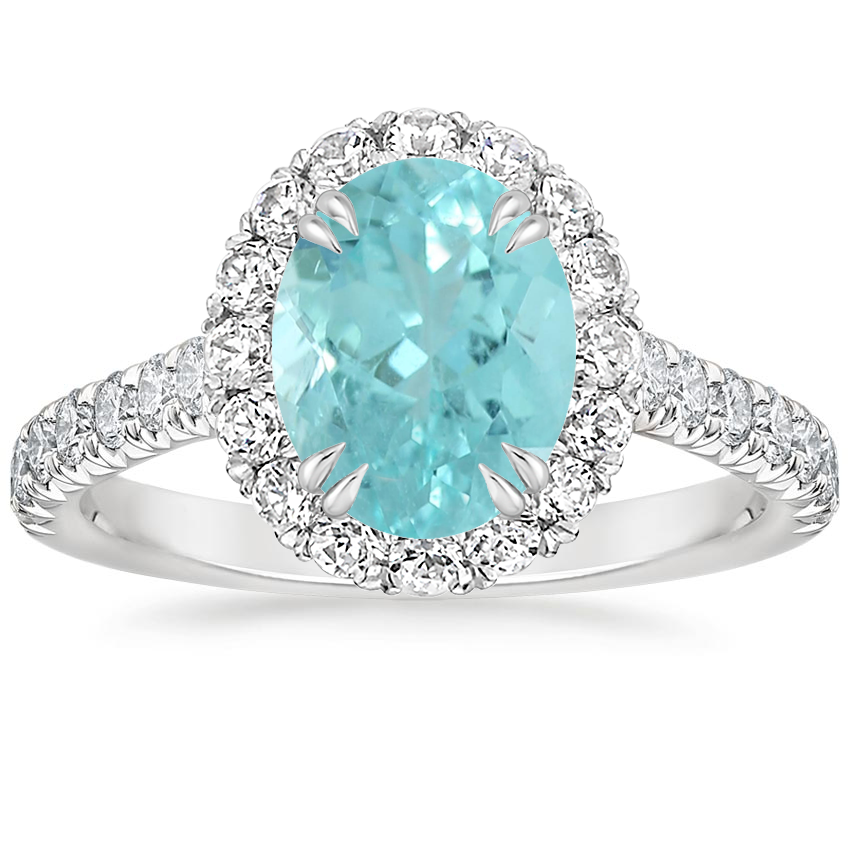18K White Gold Sienna Halo Half Coverage Diamond Ring, large top view
