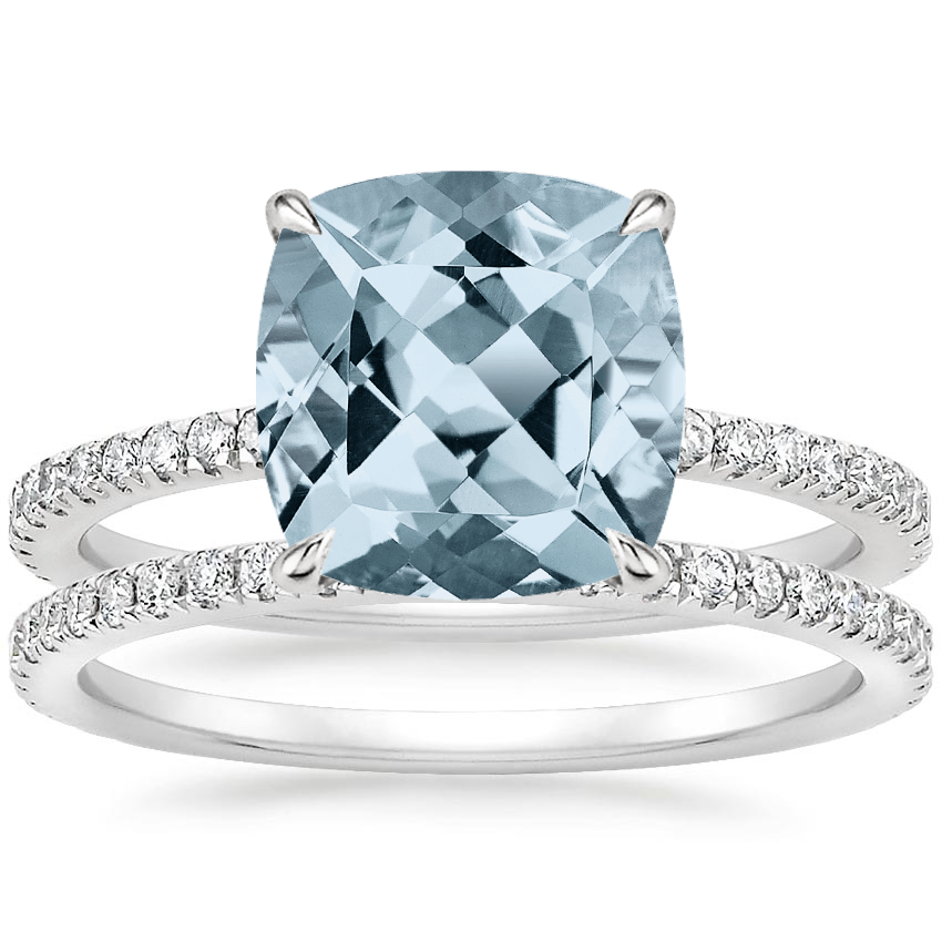18KW Aquamarine Luxe Viviana Diamond Bridal Set (1/2 ct. tw.), top view