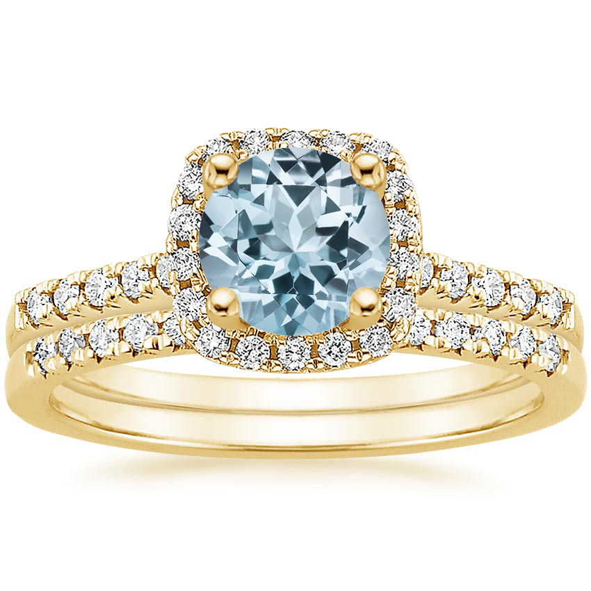 Aquamarine Odessa Diamond Ring (1/5 ct. tw.) with Sonora Diamond Ring ...