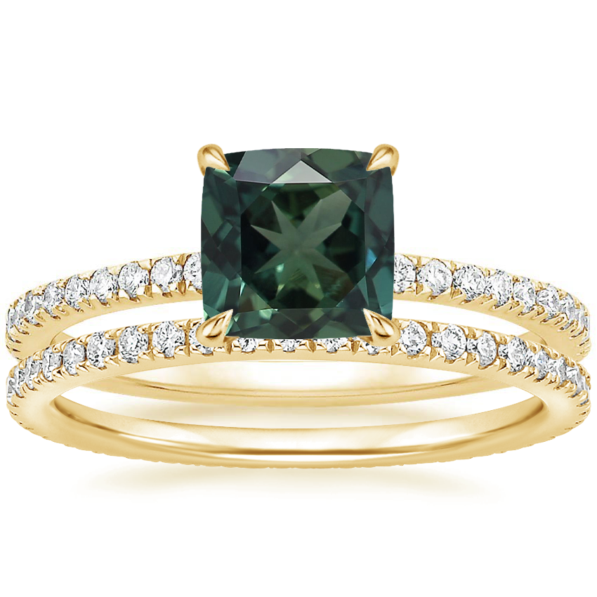 18K Yellow Gold Luxe Viviana Diamond Ring (1/3 ct. tw.) with Ballad Eternity Diamond Ring (1/3 ct. tw.)