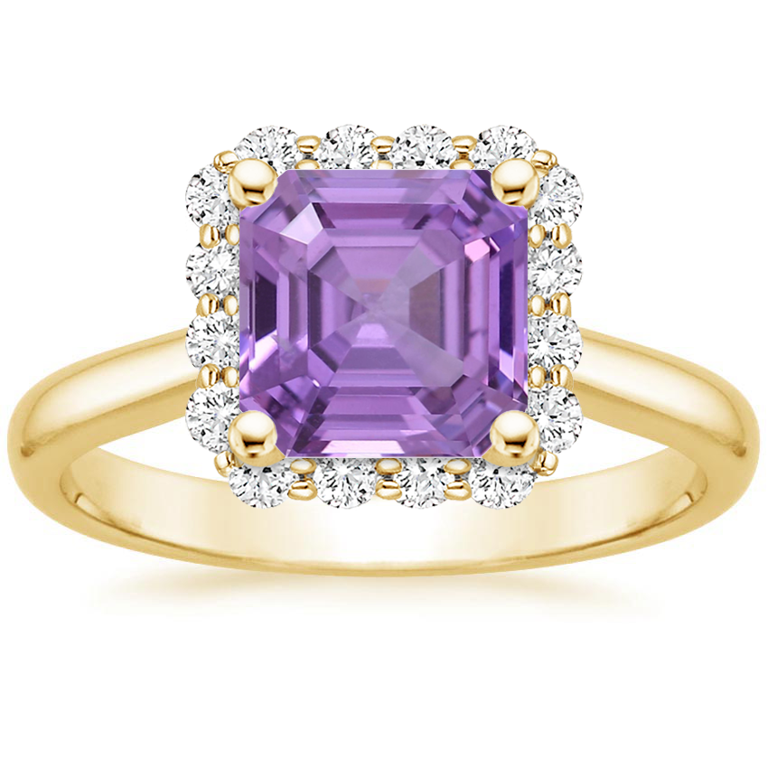 18K Yellow Gold Lotus Flower Halo Diamond Ring (1/4 ct. tw.), large top view