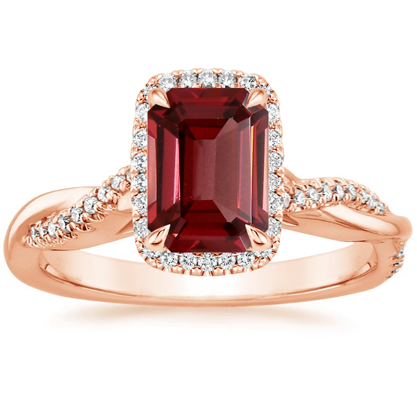 14K Rose Gold Petite Twisted Vine Halo Diamond Ring (1/4 ct. tw.), large top view
