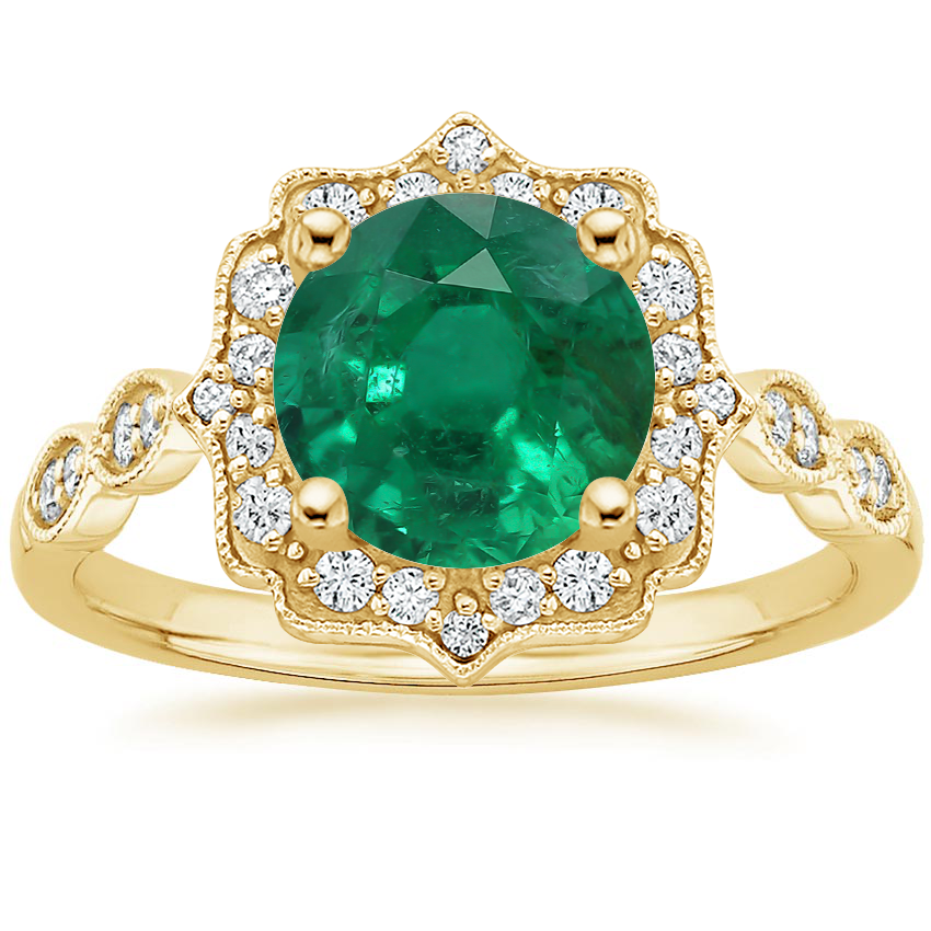 18K Yellow Gold Cadenza Halo Diamond Ring, large top view