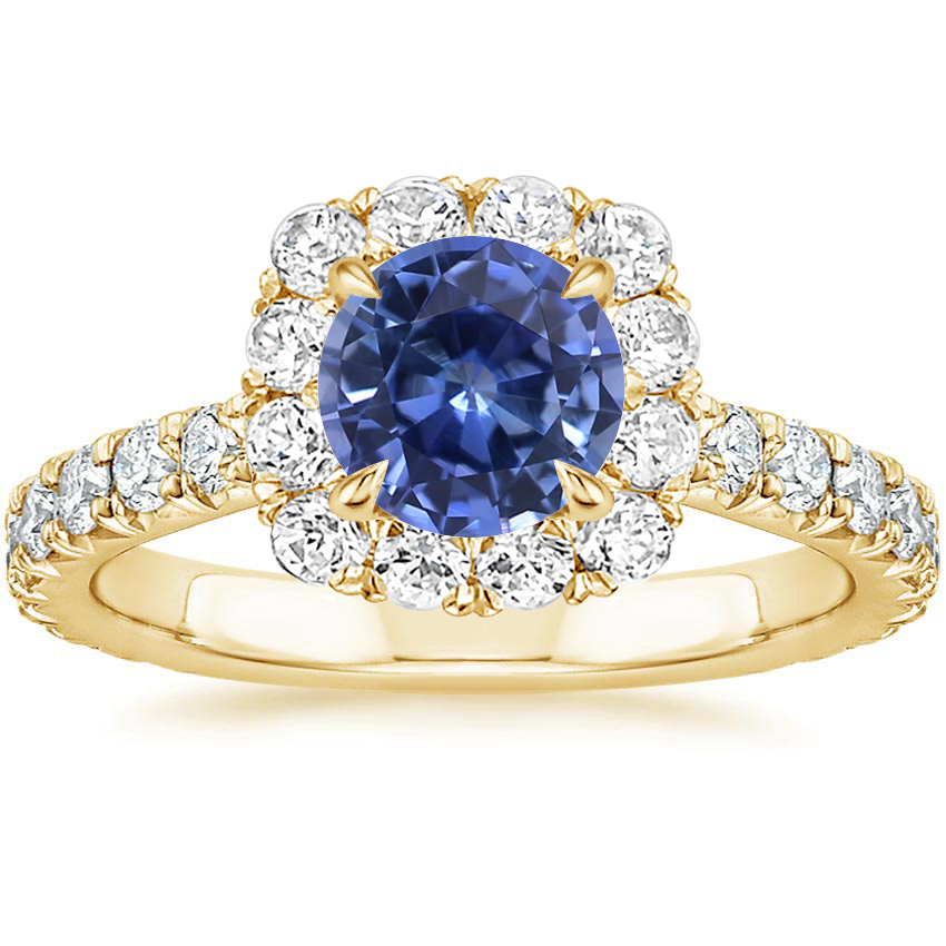18K Yellow Gold Estelle Halo Diamond Ring (3/4 ct. tw.), large top view