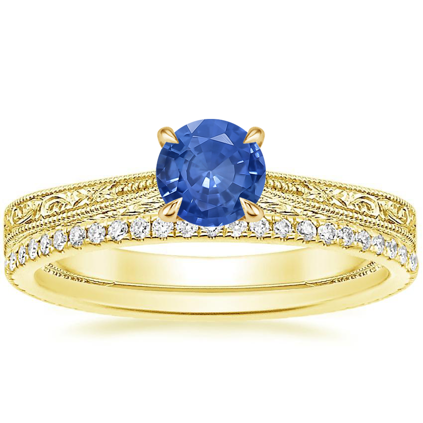 18K Yellow Gold Elsie Ring with Whisper Eternity Diamond Ring 1 4 ct. tw