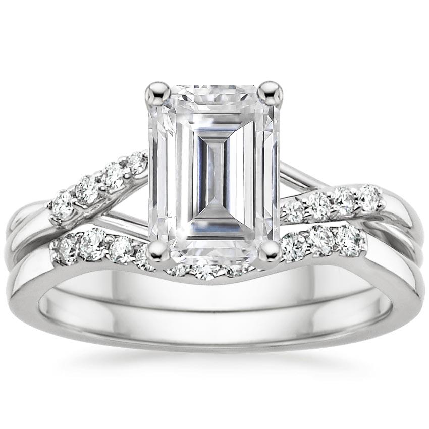 18KW Moissanite Chamise Diamond Bridal Set, top view