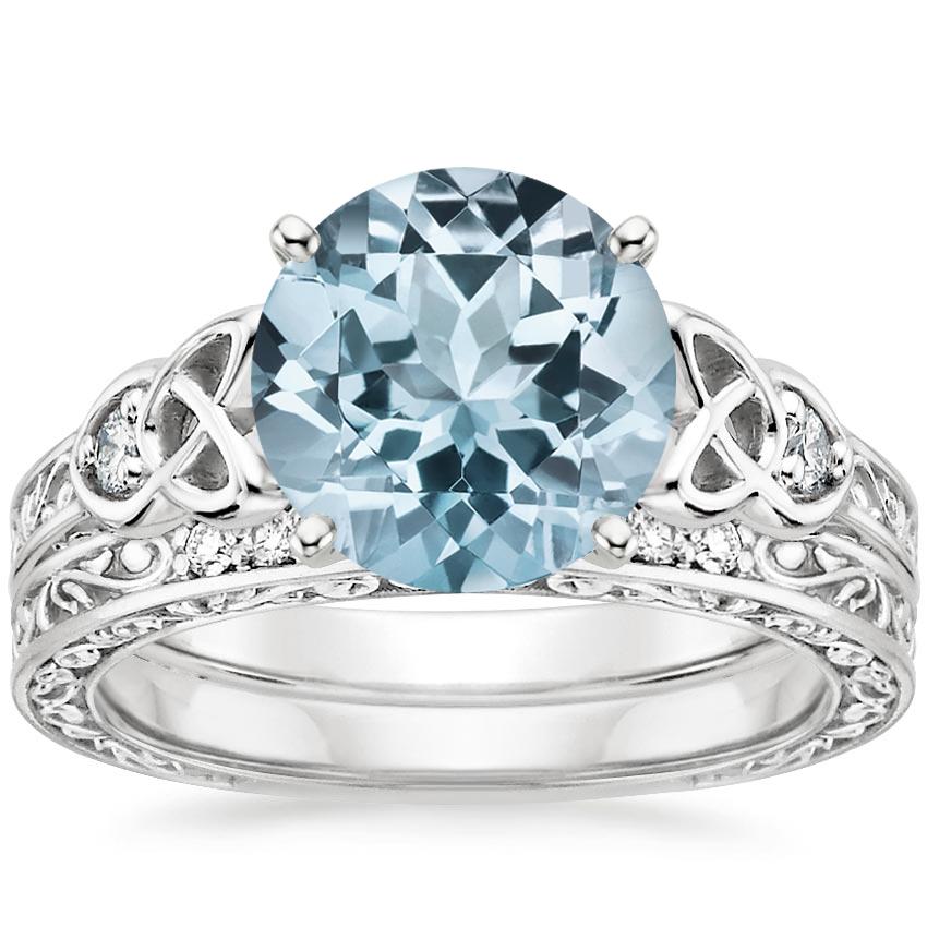 PT Aquamarine Aberdeen Diamond Bridal Set, top view