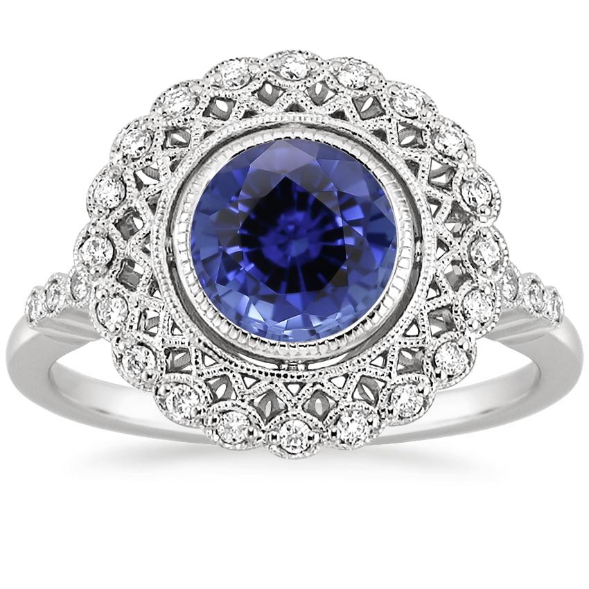 Sapphire Alvadora Diamond Ring in 18K White Gold