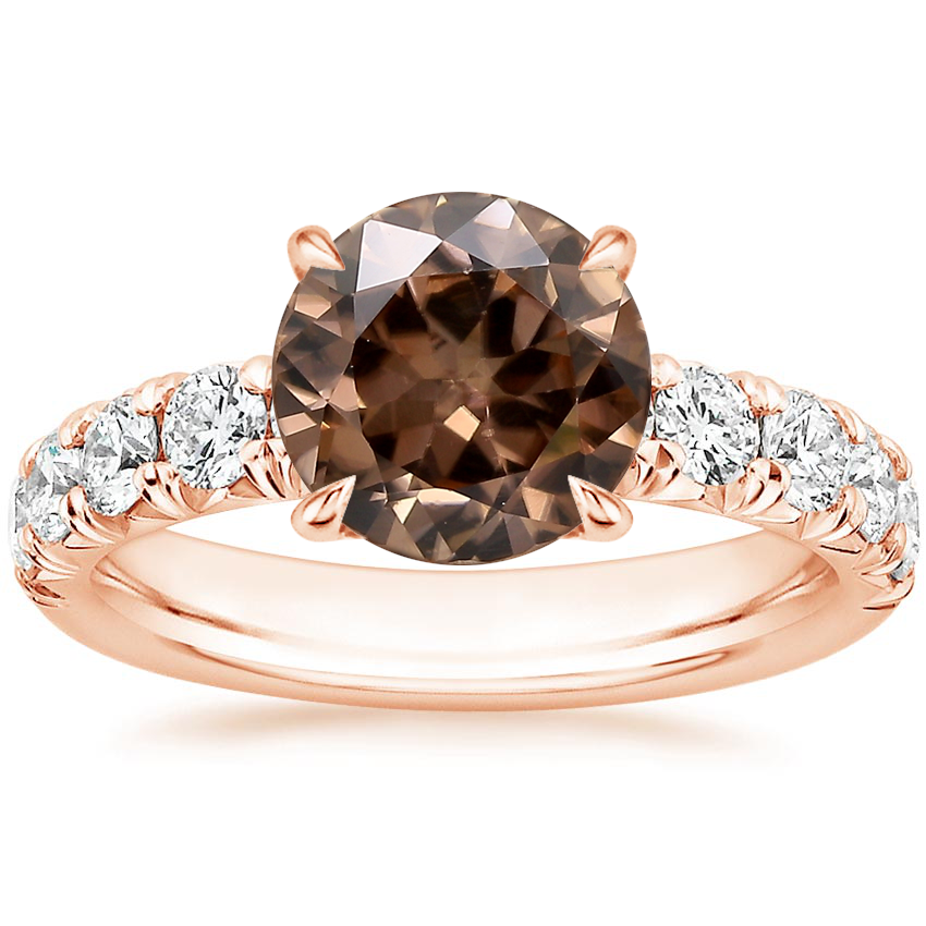 14K Rose Gold Ellora Half Coverage Diamond Ring, large top view