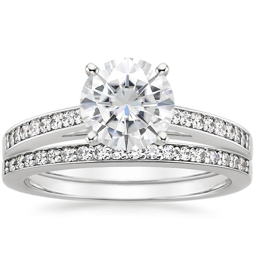 18KW Moissanite Starlight Diamond Bridal Set (1/4 ct. tw.), top view