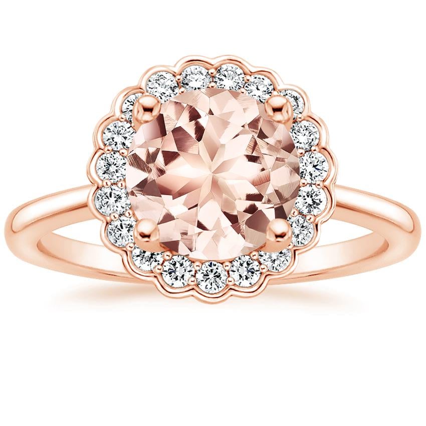 Morganite Violette Diamond Ring in 14K Rose Gold