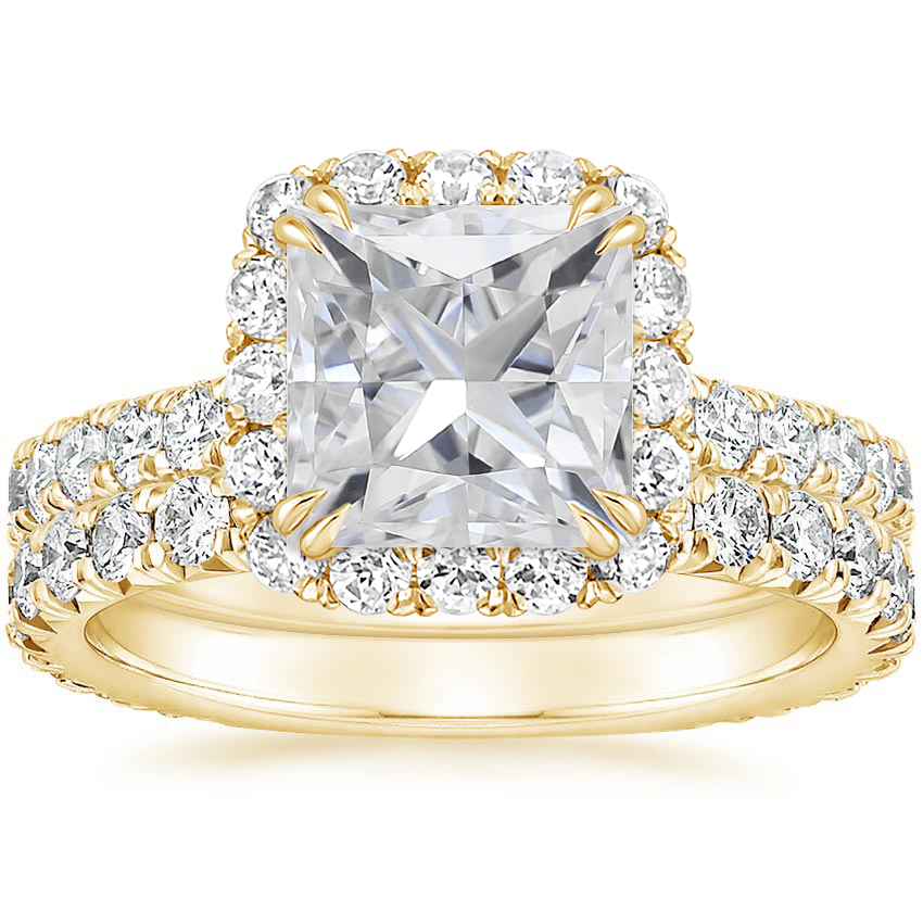 18KY Moissanite Luxe Sienna Halo Diamond Bridal Set (1 3/8 ct. tw.), top view