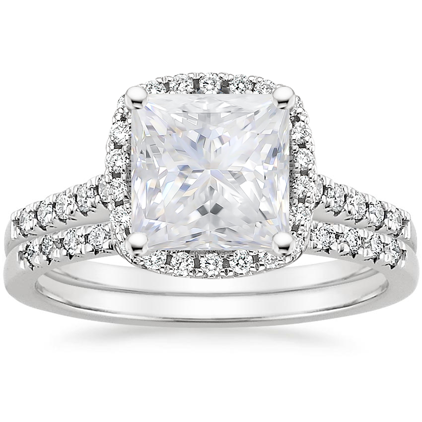 PT Moissanite Odessa Diamond Ring (1/5 ct. tw.) with Sonora Diamond Ring (1/8 ct. tw.), top view
