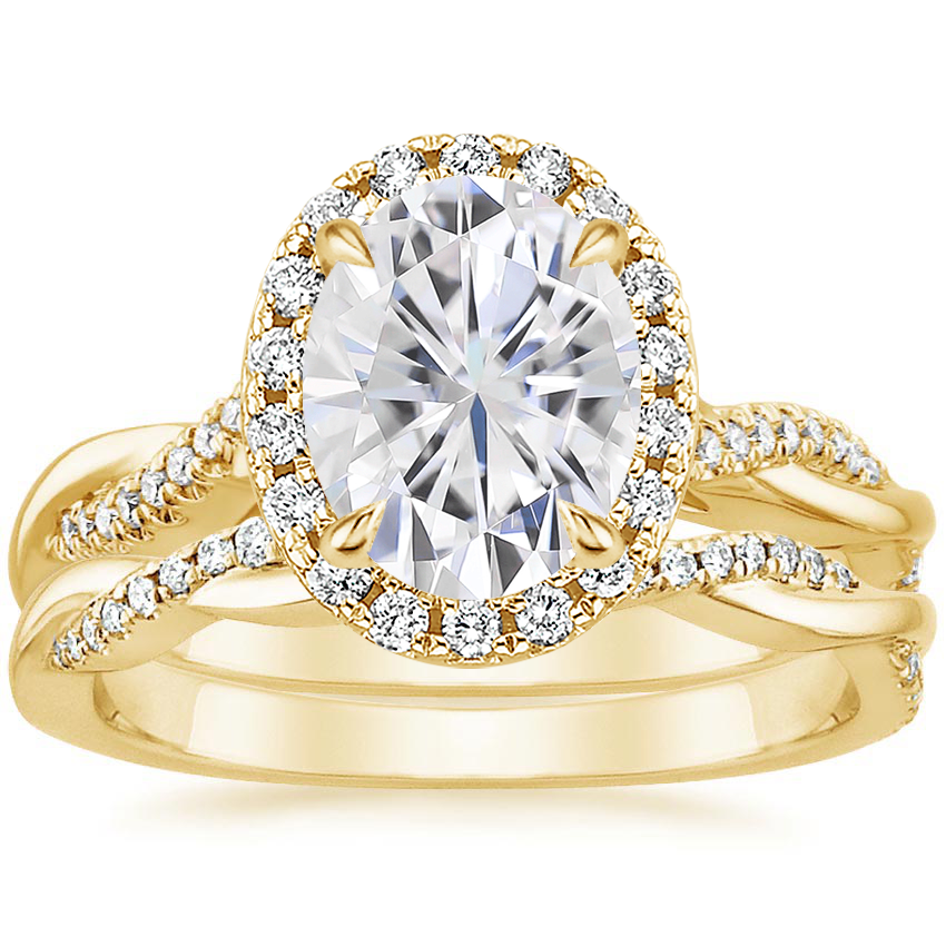 18KY Moissanite Petite Twisted Vine Halo Diamond Bridal Set (1/3 ct. tw.), top view