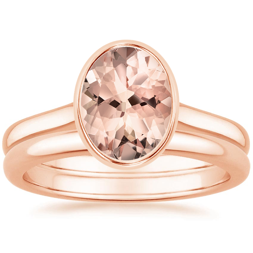 14KR Morganite Luna Bridal Set, top view