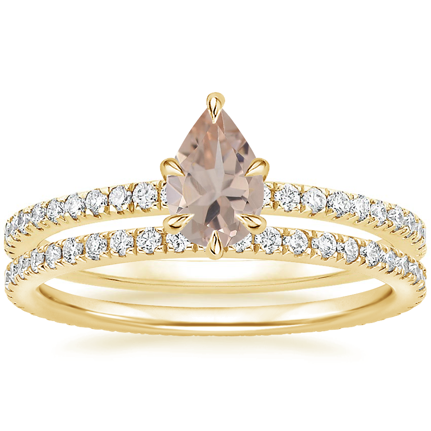 18K Yellow Gold Six Prong Luxe Viviana Diamond Ring (1/3 ct. tw.) with Ballad Eternity Diamond Ring (1/3 ct. tw.)