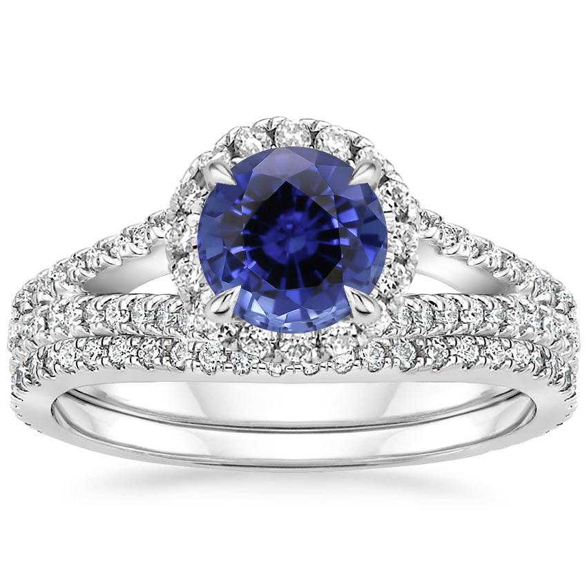 18KW Sapphire Fortuna Diamond Bridal Set (2/3 ct. tw.), top view
