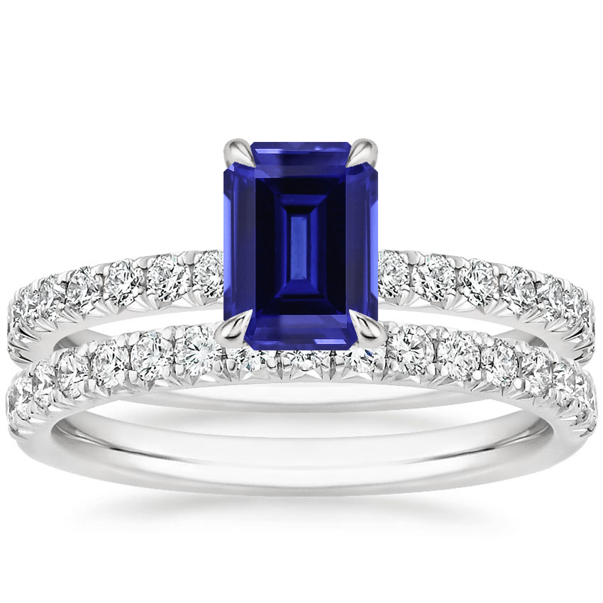 18KW Sapphire Amelie Diamond Bridal Set, top view