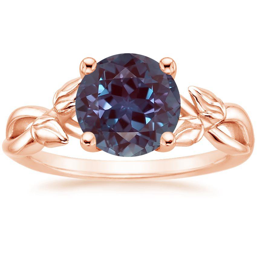 14K Rose Gold Budding Willow Solitaire Ring, large top view