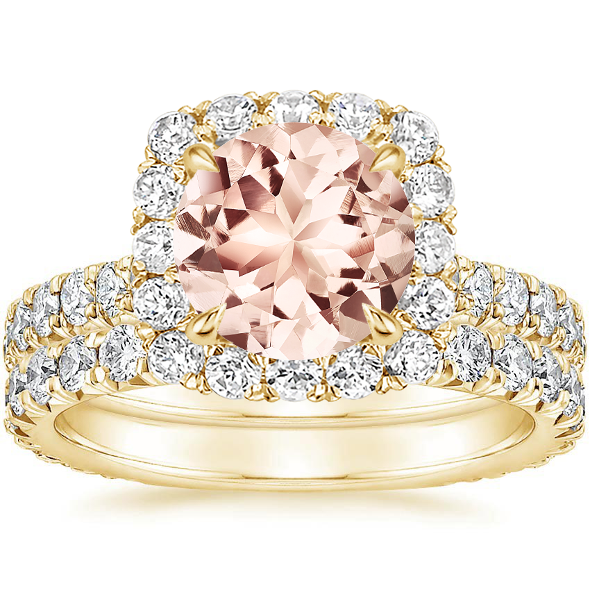 18KY Morganite Estelle Diamond Bridal Set (1 1/3 ct. tw.), top view